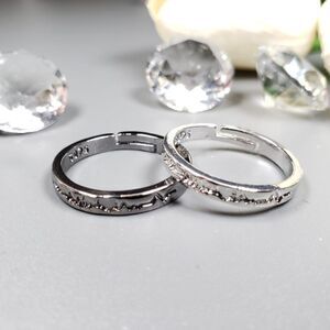 Brand New S925 Silver Heart Beats Patterns Couple Rings #2